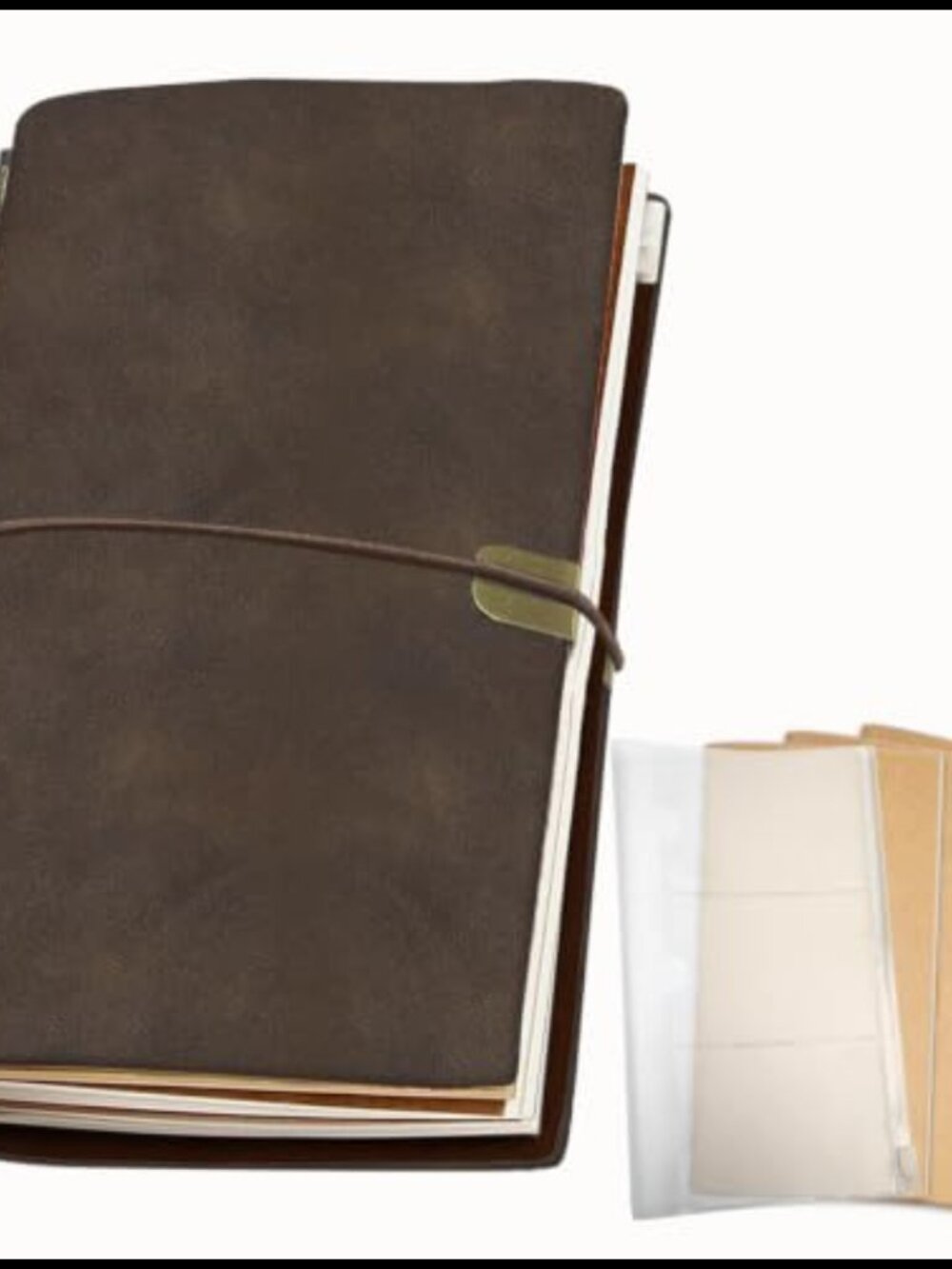 Refillable Faux Leather Travel Journal Notebook 192 Pages Card Slots